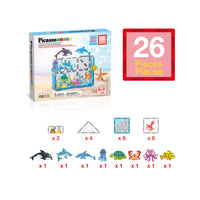 PicassoTiles 26 Piece Marine World Magnetic Toy with Ocean Characters
