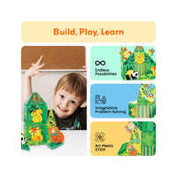 PicassoTiles 26 Piece Forest Animal Magnet Tile Building Blocks Set