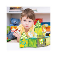 PicassoTiles Magnet Tile Building Blocks Printed Fall Farm Themed Animal Toy Set with 8 Farmyard Animals Character Action Figures