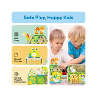 PicassoTiles Magnet Tile Building Blocks Printed Fall Farm Themed Animal Toy Set with 8 Farmyard Animals Character Action Figures