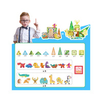 PicassoTiles Dinosaur & Safari Set - 52 Pieces