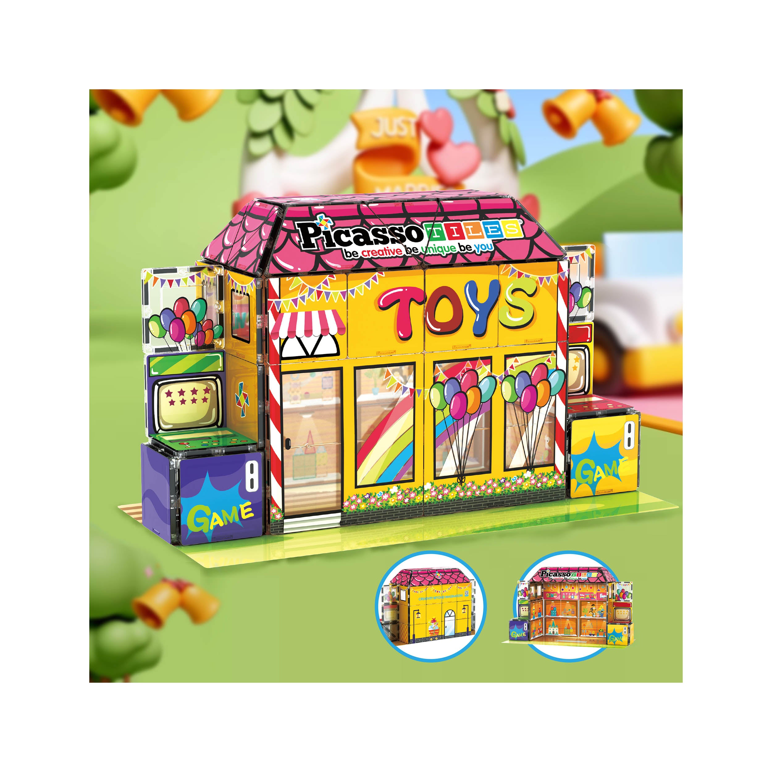 PicassoTiles Toy Store Magnetic Adventure Building Set - 60 Pieces