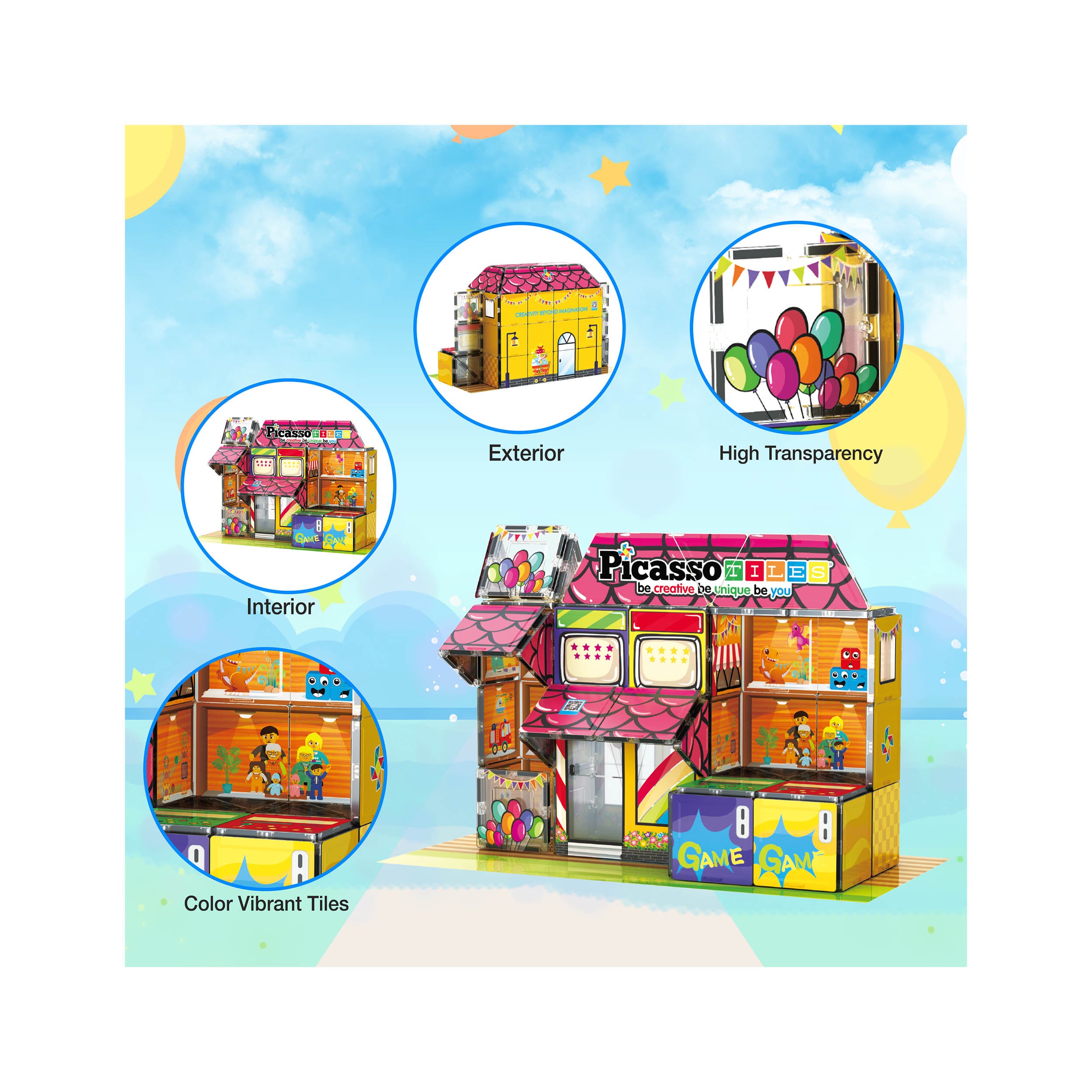 PicassoTiles Toy Store Magnetic Adventure Building Set - 60 Pieces