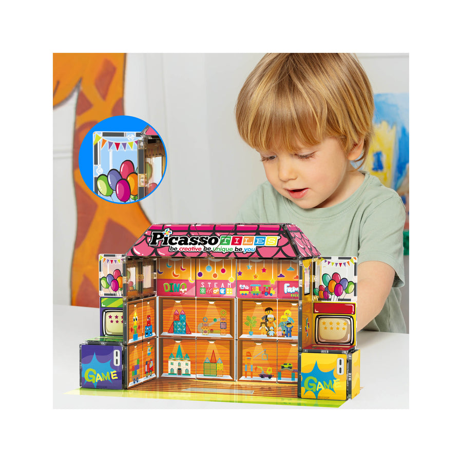 PicassoTiles Toy Store Magnetic Adventure Building Set - 60 Pieces