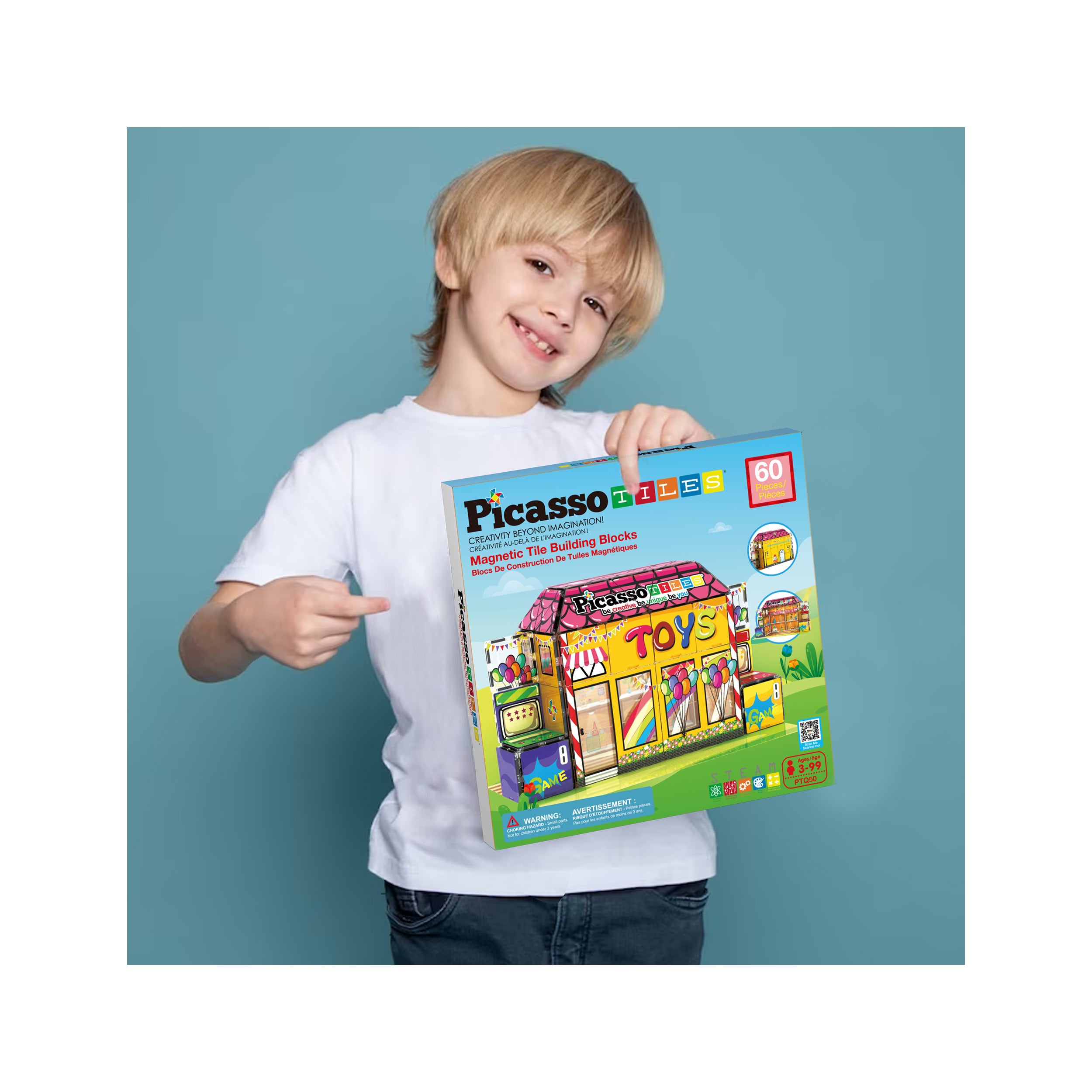 PicassoTiles Toy Store Magnetic Adventure Building Set - 60 Pieces
