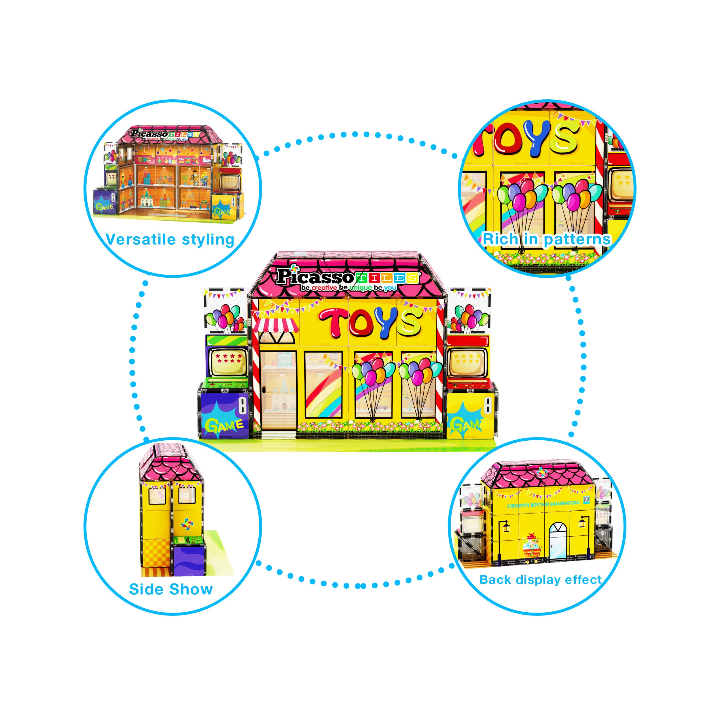 PicassoTiles Toy Store Magnetic Adventure Building Set - 60 Pieces