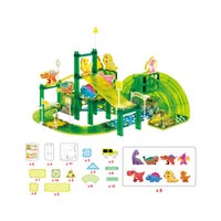PicassoTiles Magnetic Dinosaur Race Car Track Building Tile Set