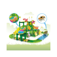 PicassoTiles Magnetic Dinosaur Race Car Track Building Tile Set