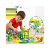 PicassoTiles Magnetic Dinosaur Race Car Track Building Tile Set