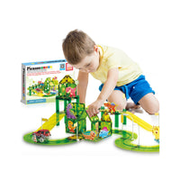 PicassoTiles Magnetic Dinosaur Race Car Track Building Tile Set