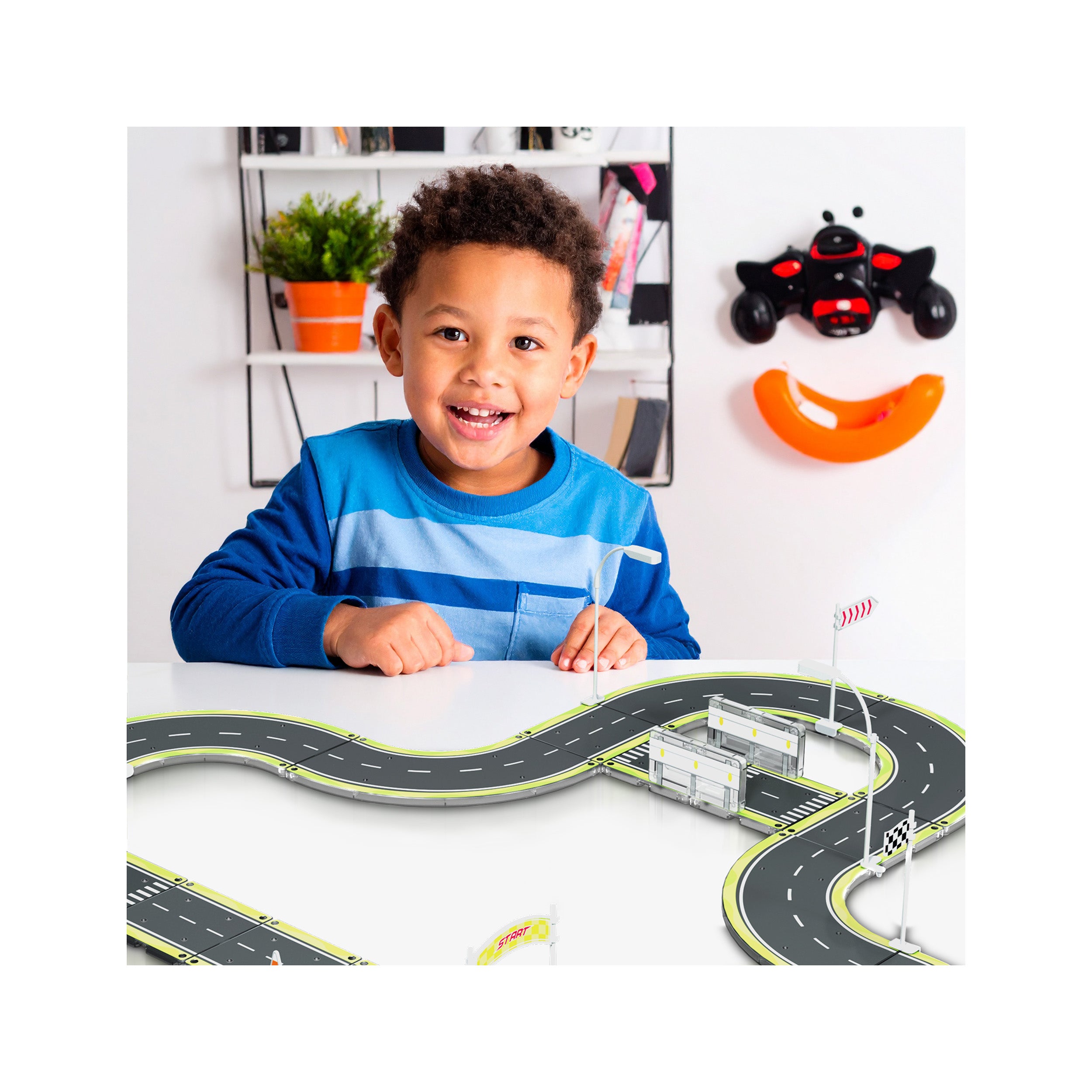 PicassoTiles Magnet Tile Racecar Track Building Block Toy W