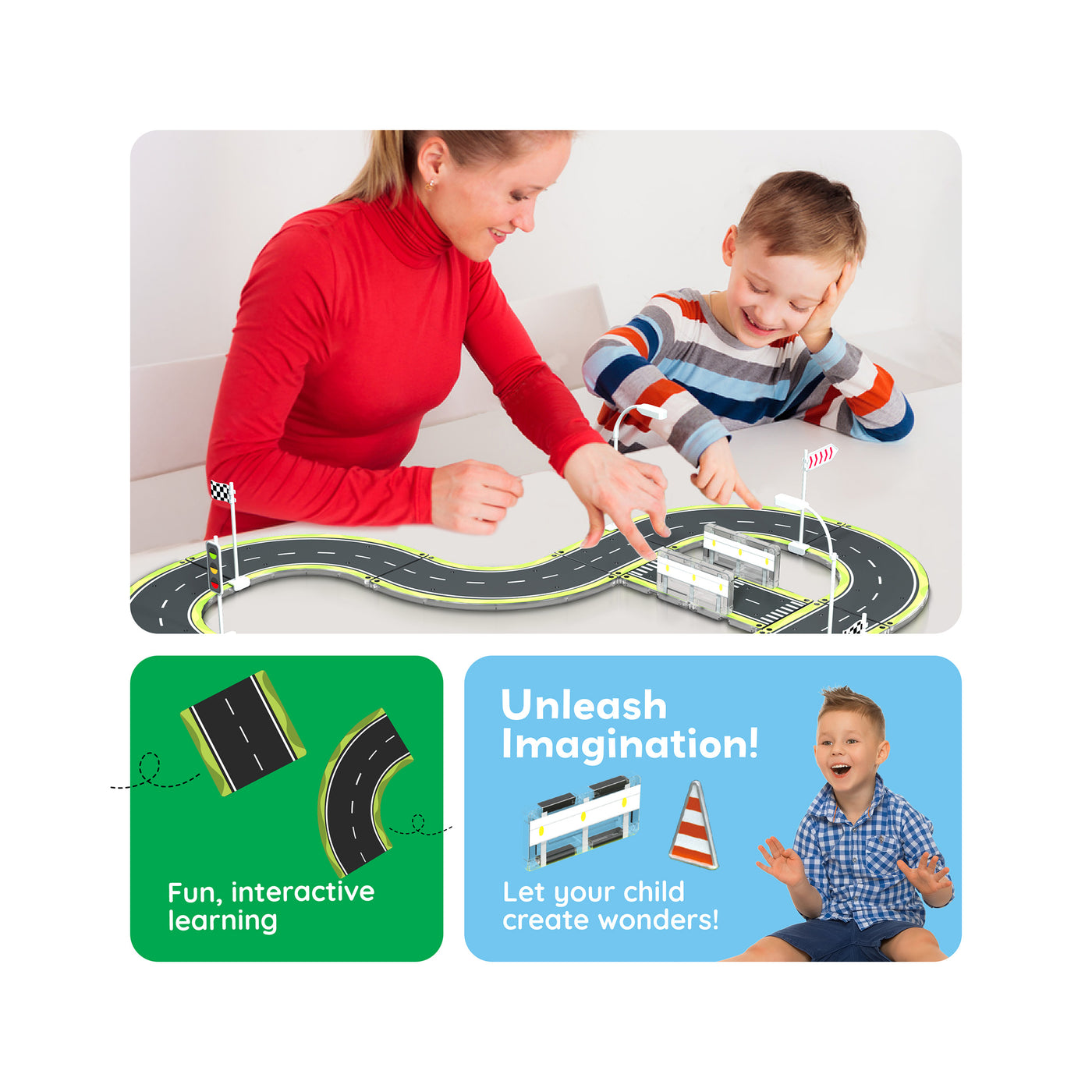 PicassoTiles Magnet Racetrack Building Toy Set with Accessories