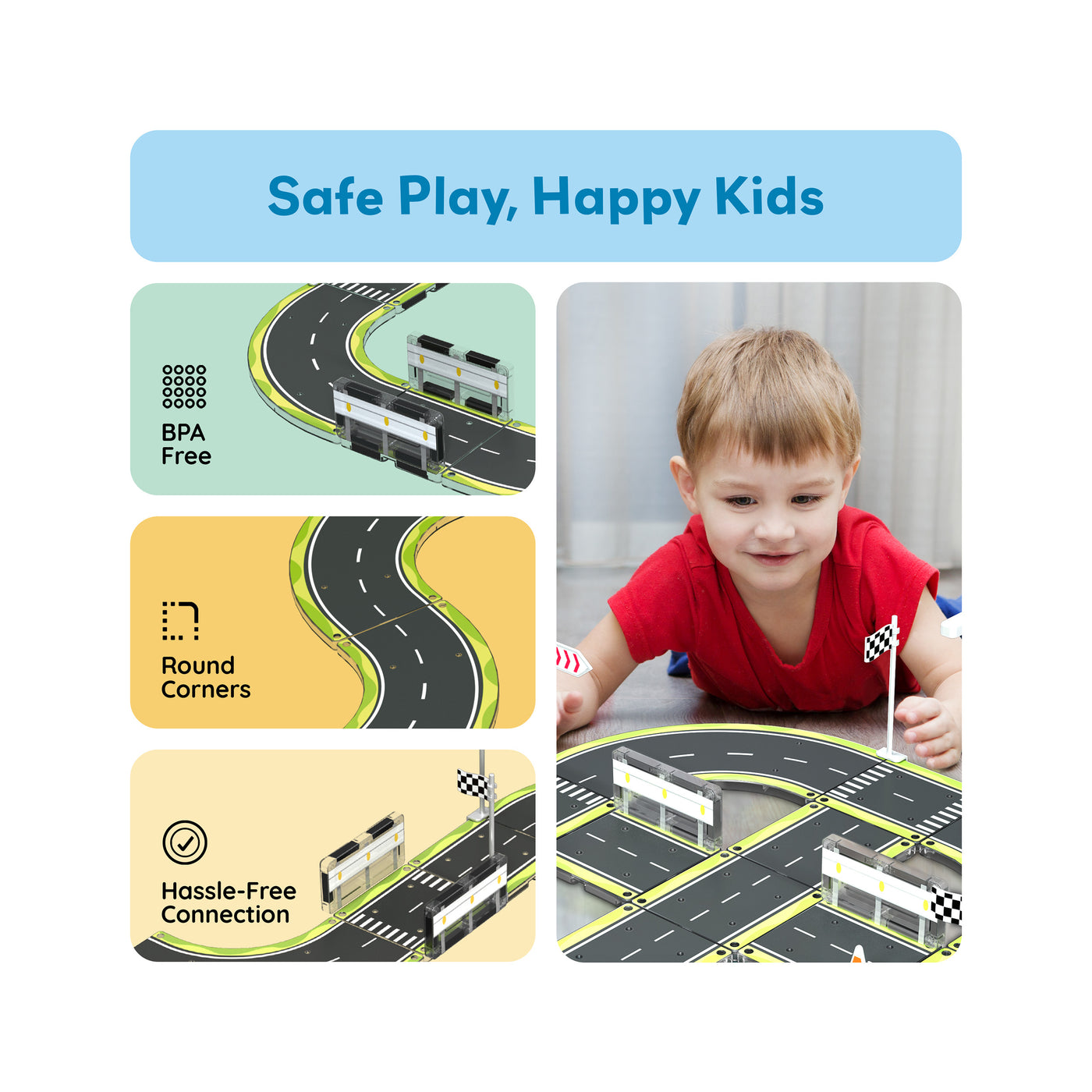 PicassoTiles Magnet Racetrack Building Toy Set with Accessories