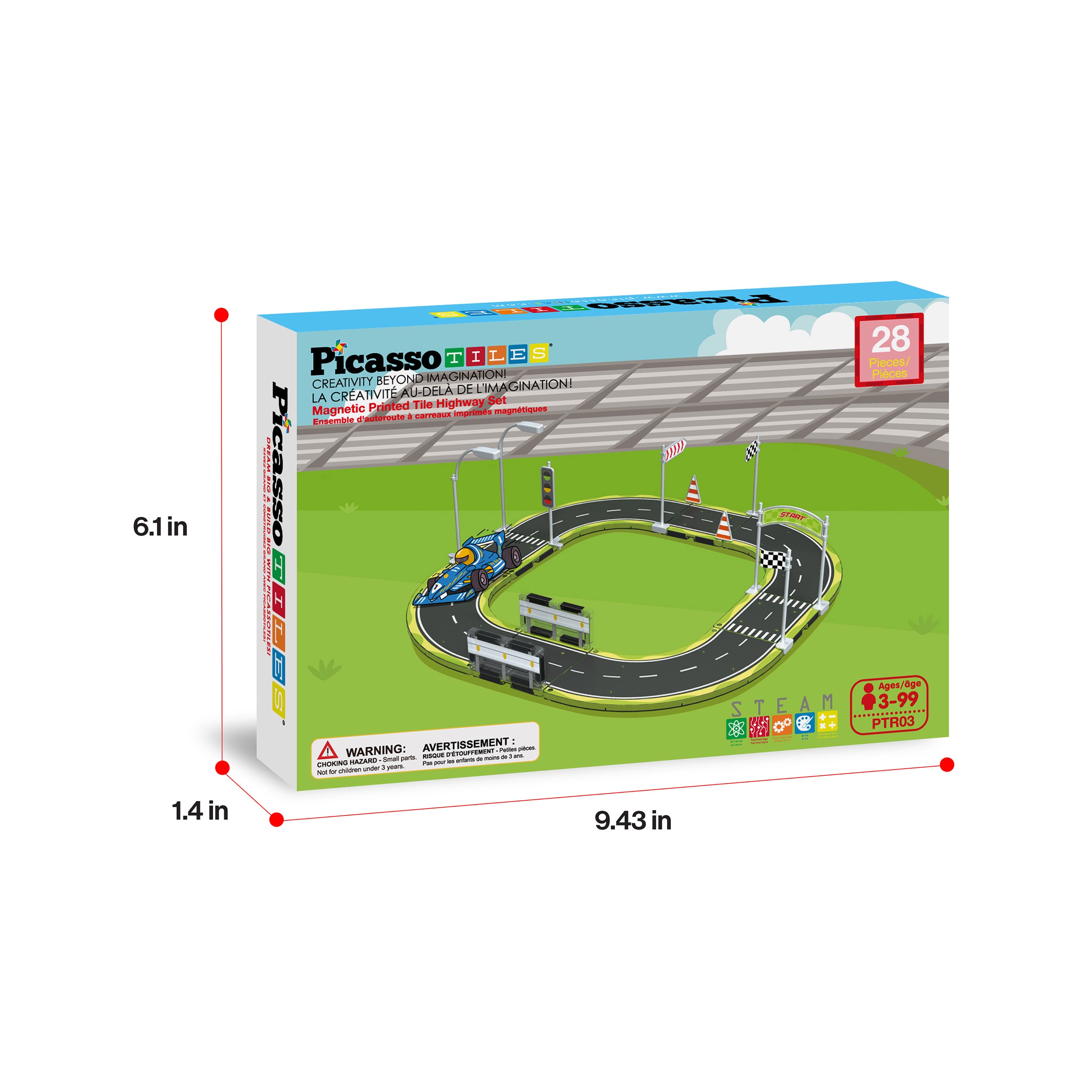 PicassoTiles Magnet Racetrack Building Toy Set with Accessories