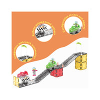 PicassoTiles Race Car Track Slider Racing Building Set