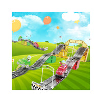 PicassoTiles Race Car Track Slider Racing Building Set