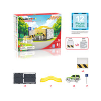 PicassoTiles Magnetic Race Car Track Parking Garage Expansion Pack