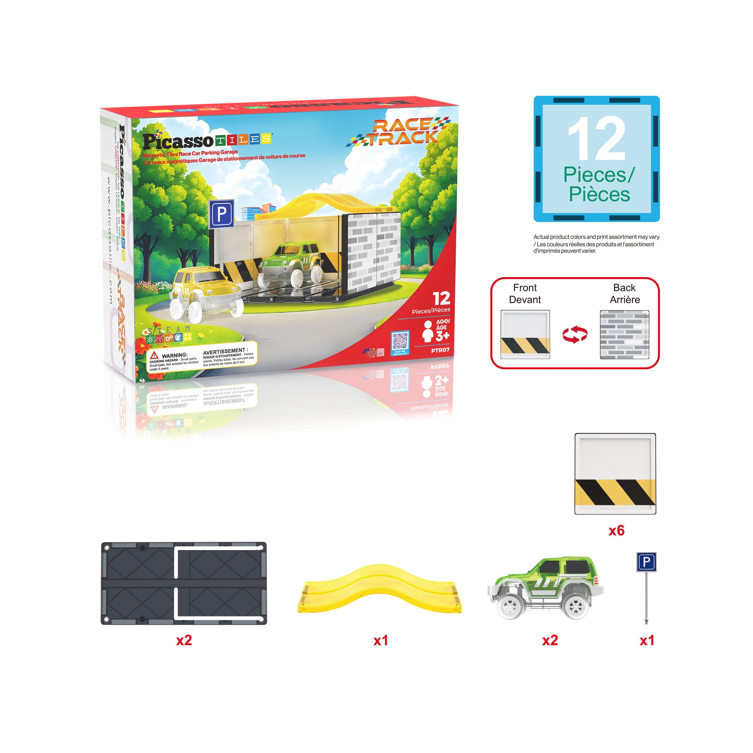 PicassoTiles Magnetic Race Car Track Parking Garage Expansion Pack