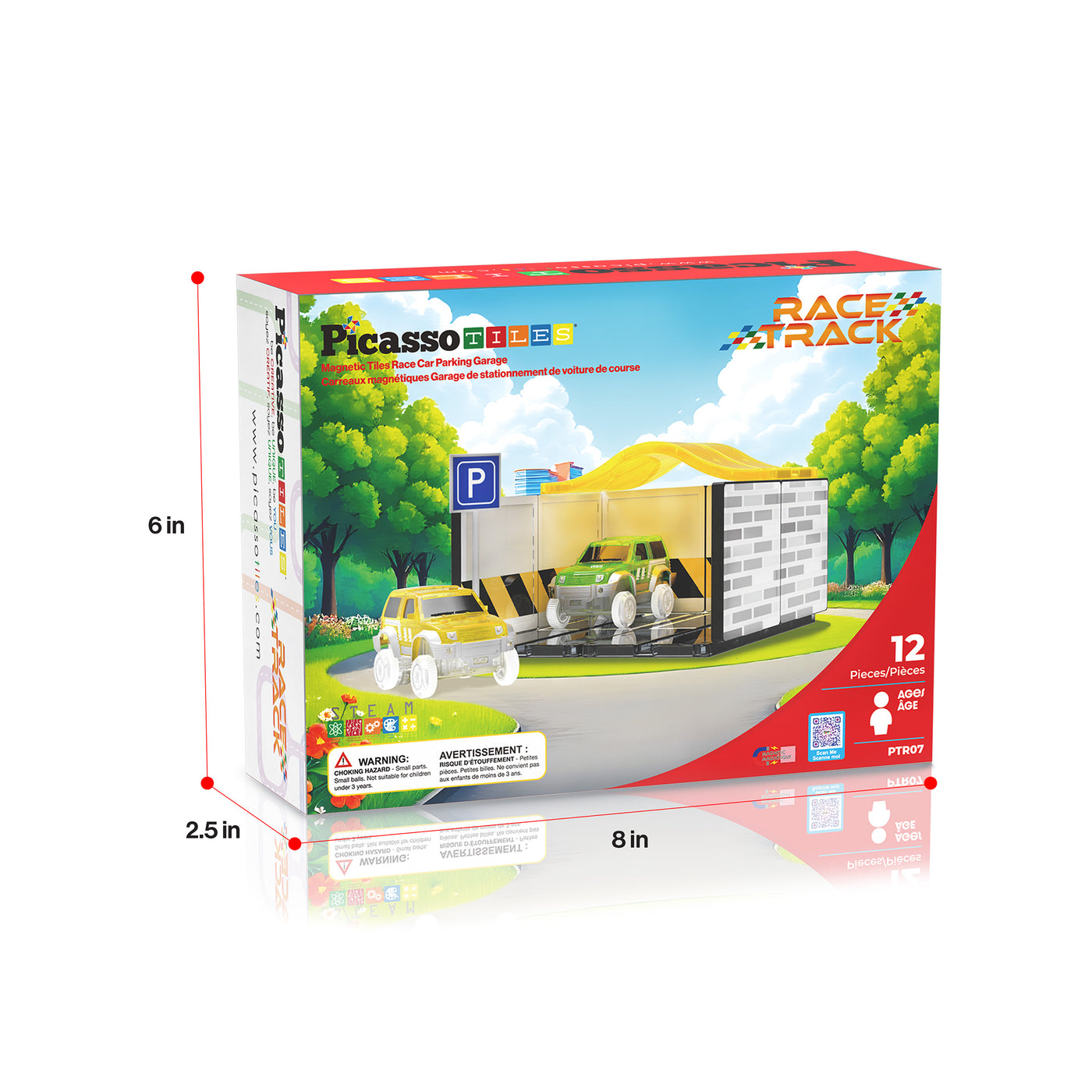 PicassoTiles Magnetic Race Car Track Parking Garage Expansion Pack