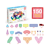 PicassoTiles 150pc Magnetic Tiles LED Car Race Track Set