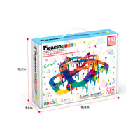 PicassoTiles 150pc Magnetic Tiles LED Car Race Track Set