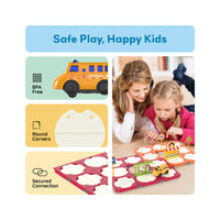 PicassoTiles 60pc Rotating Reversible Race Track Building Block Set with School Bus