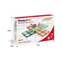 PicassoTiles 85pc Rotating Reversible Race Car Track Builder Set with Dino Vehicle