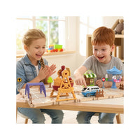 PicassoTiles 74PC Train Track Builder Set STEM Construction Toy for Kids 3+