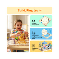 PicassoTiles 74PC Train Track Builder Set STEM Construction Toy for Kids 3+