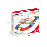 PicassoTiles Magnetic Tiles Race Track With 2 Racing Cars + Traffic Accessory Kit 45pc