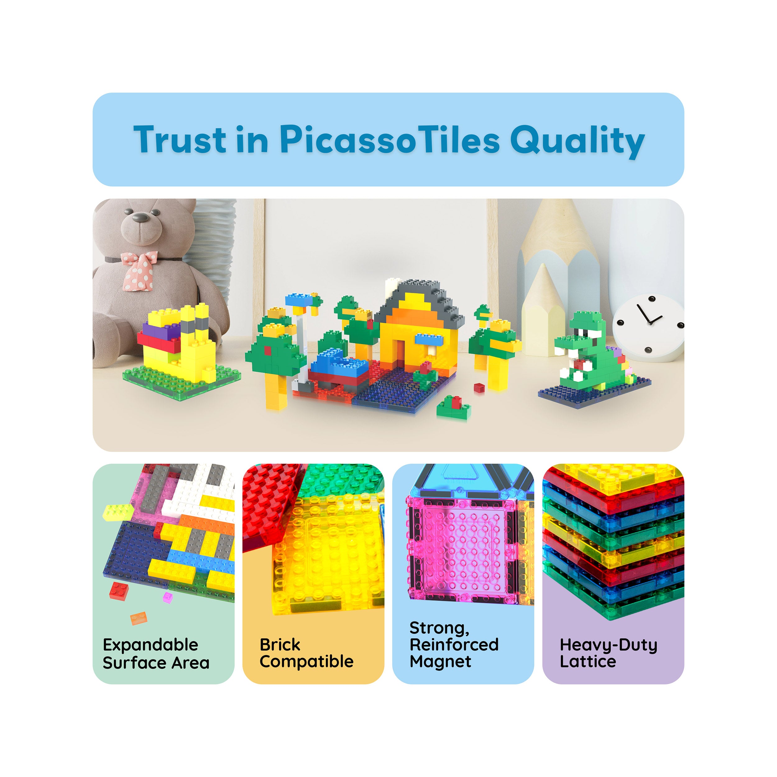 PicassoTiles 1016pc Magnetic Brick and Tiles Combo Set