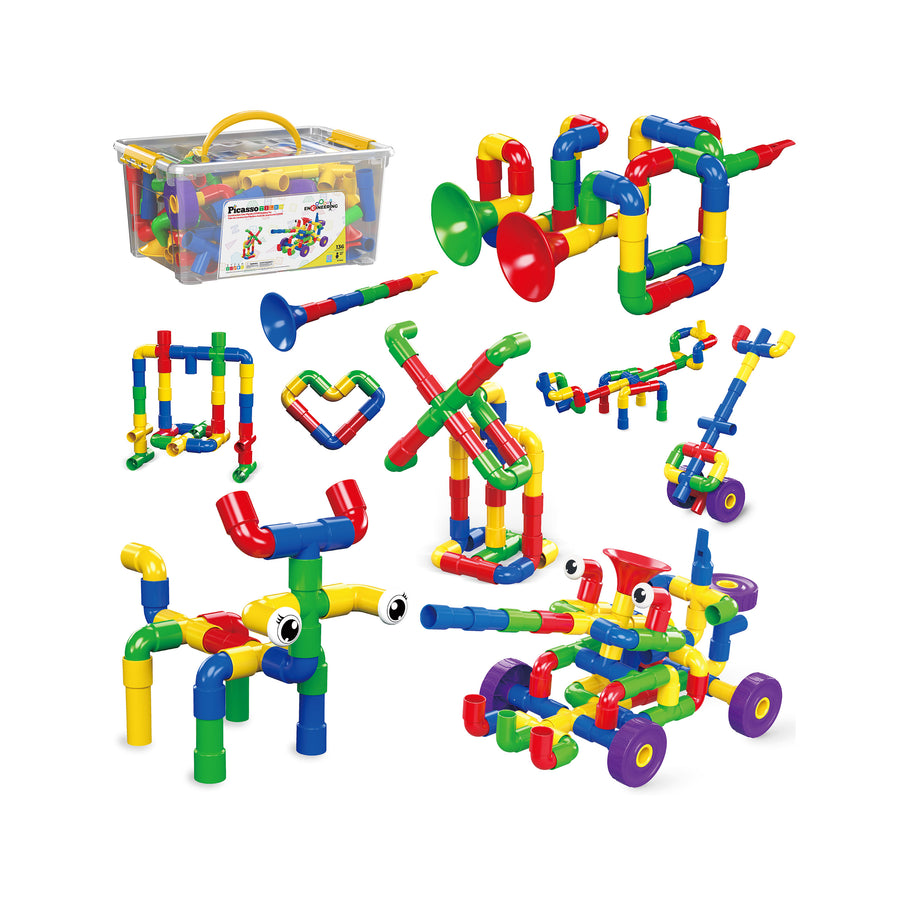 PicassoTiles Tube Building Block w/Musical Kit Pipes Puzzle Toy Set