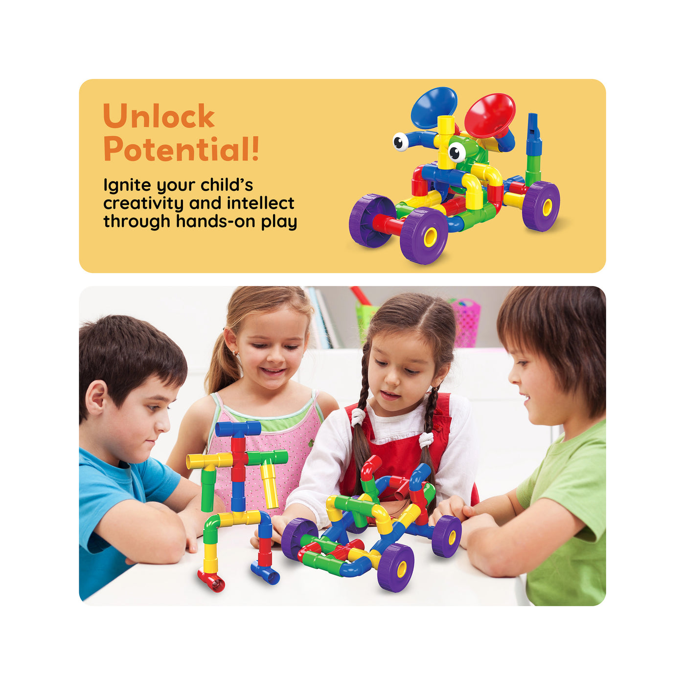 PicassoTiles Tube Building Block w/Musical Kit Pipes Puzzle Toy Set