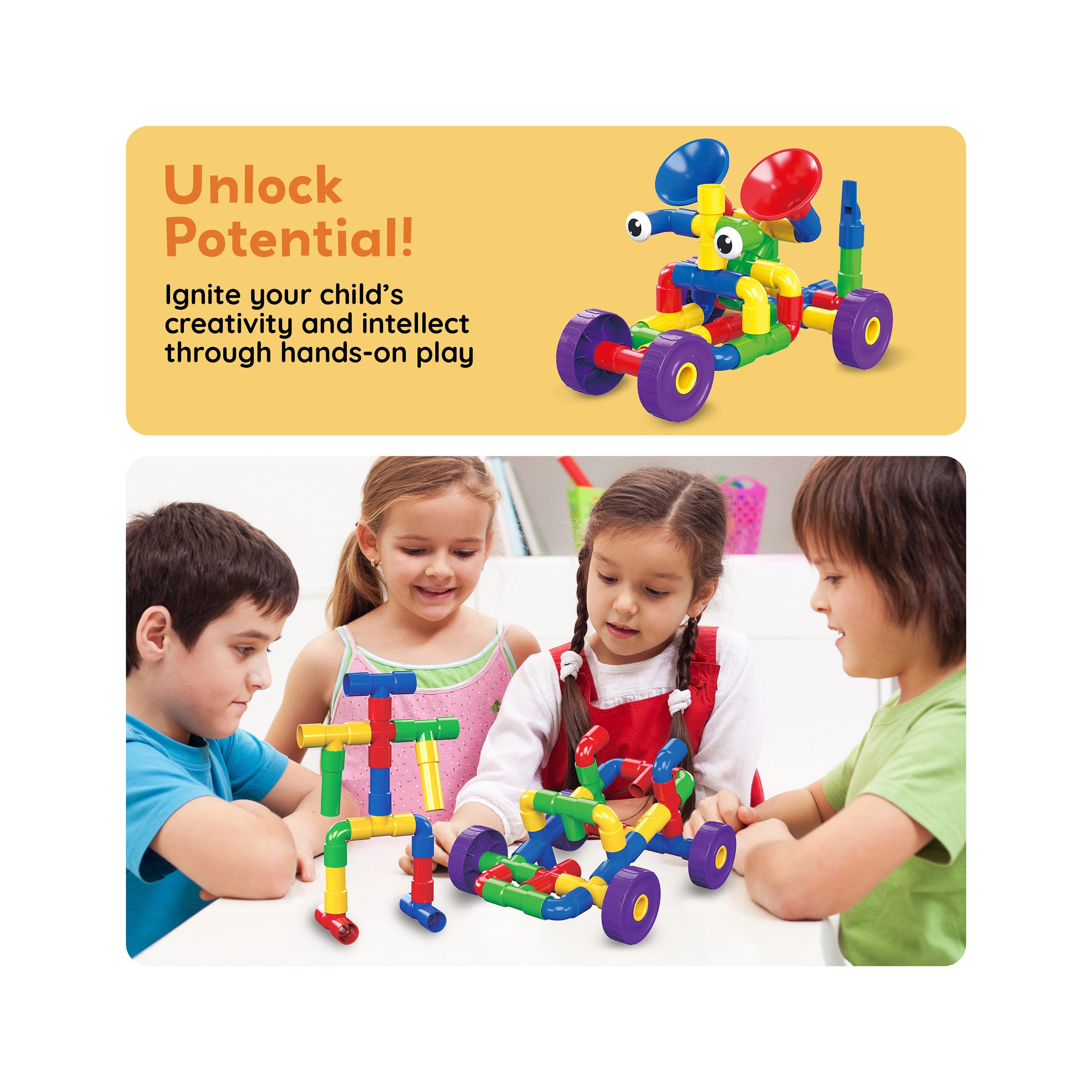 PicassoTiles Tube Building Block w/Musical Kit Pipes Puzzle Toy Set