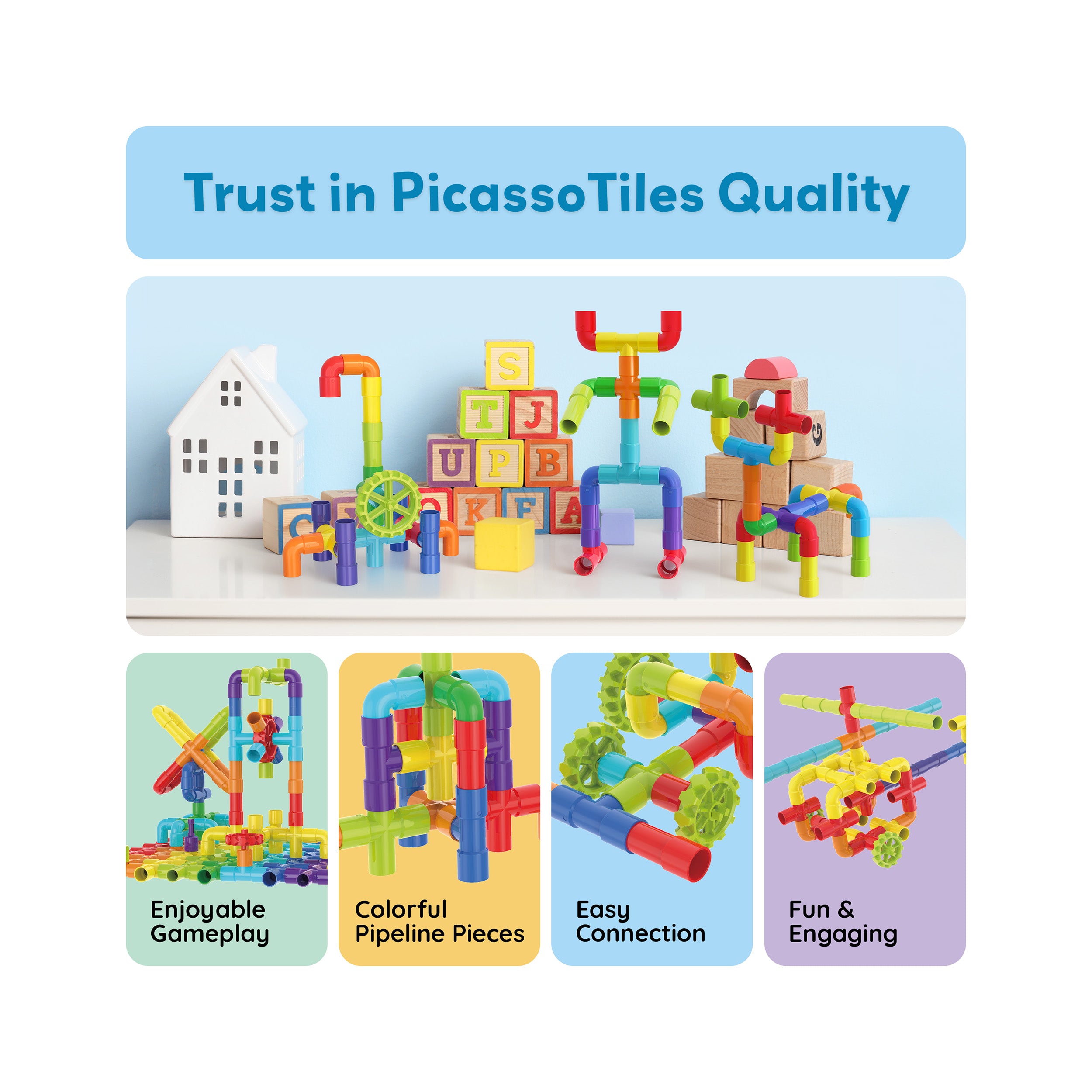 PicassoTiles 50pc Pipe Tube Construction Building Set