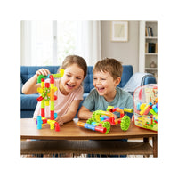 PicassoTiles Pipe Building Tube Construction Set with Wheels & Storage Backpack 76pc