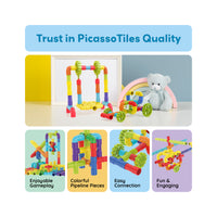 PicassoTiles Pipe Building Tube Construction Set with Wheels & Storage Backpack 76pc