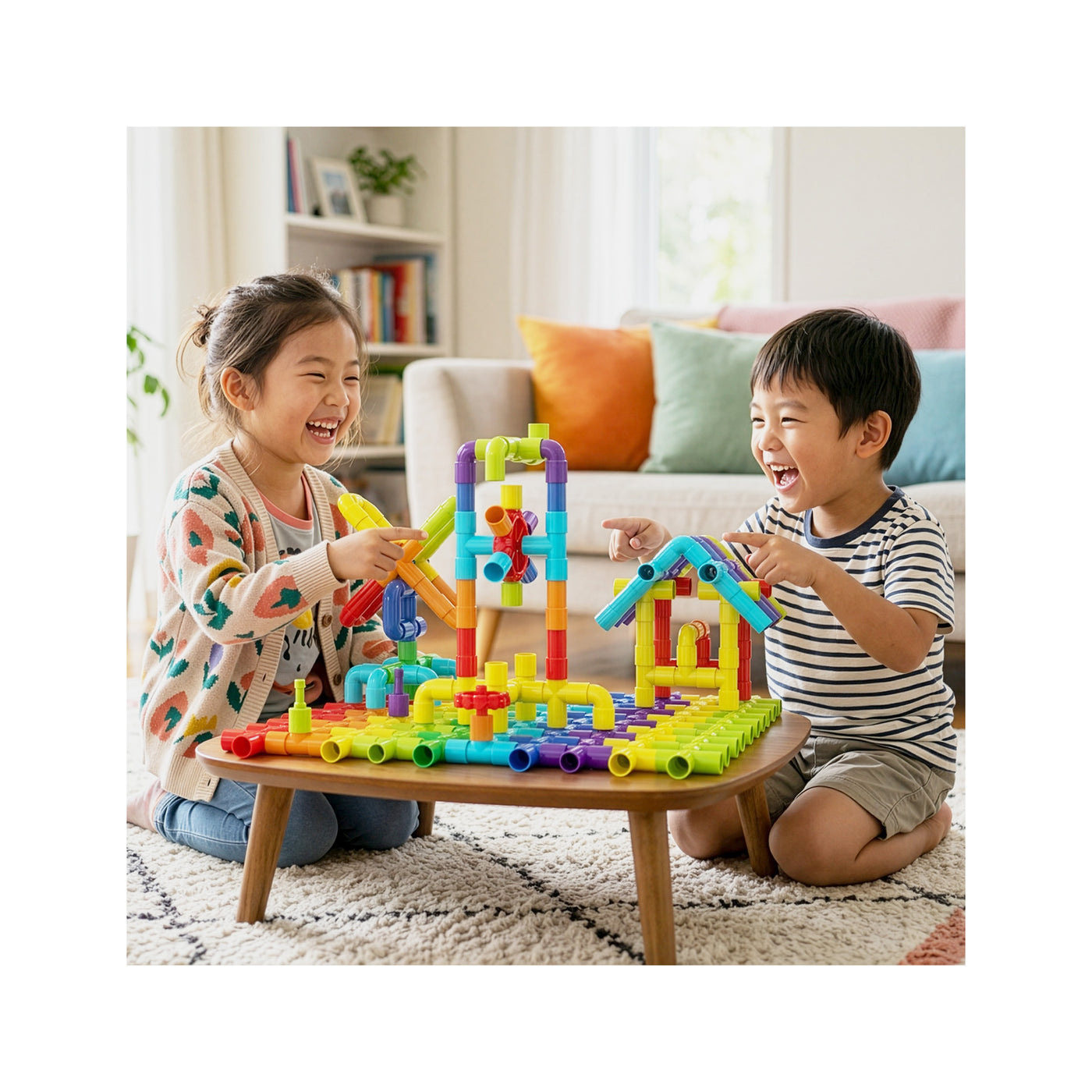 PicassoTiles Pipe Building Construction Set with Wheels & Storage Box 100pc