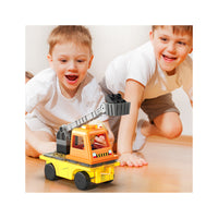 PicassoTiles Magnetic Tile 3-in-1 Construction Vehicle Set with Action Figures
