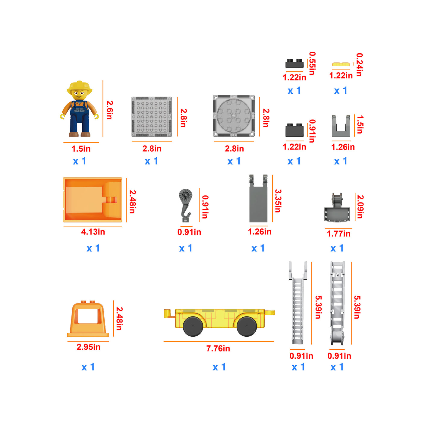 PicassoTiles Magnetic Tile 3-in-1 Construction Vehicle Set with Action Figures