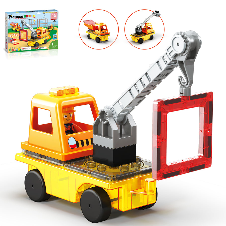 PicassoTiles 3-in-1 Magnetic Tile Building Brick Blocks Construction Set