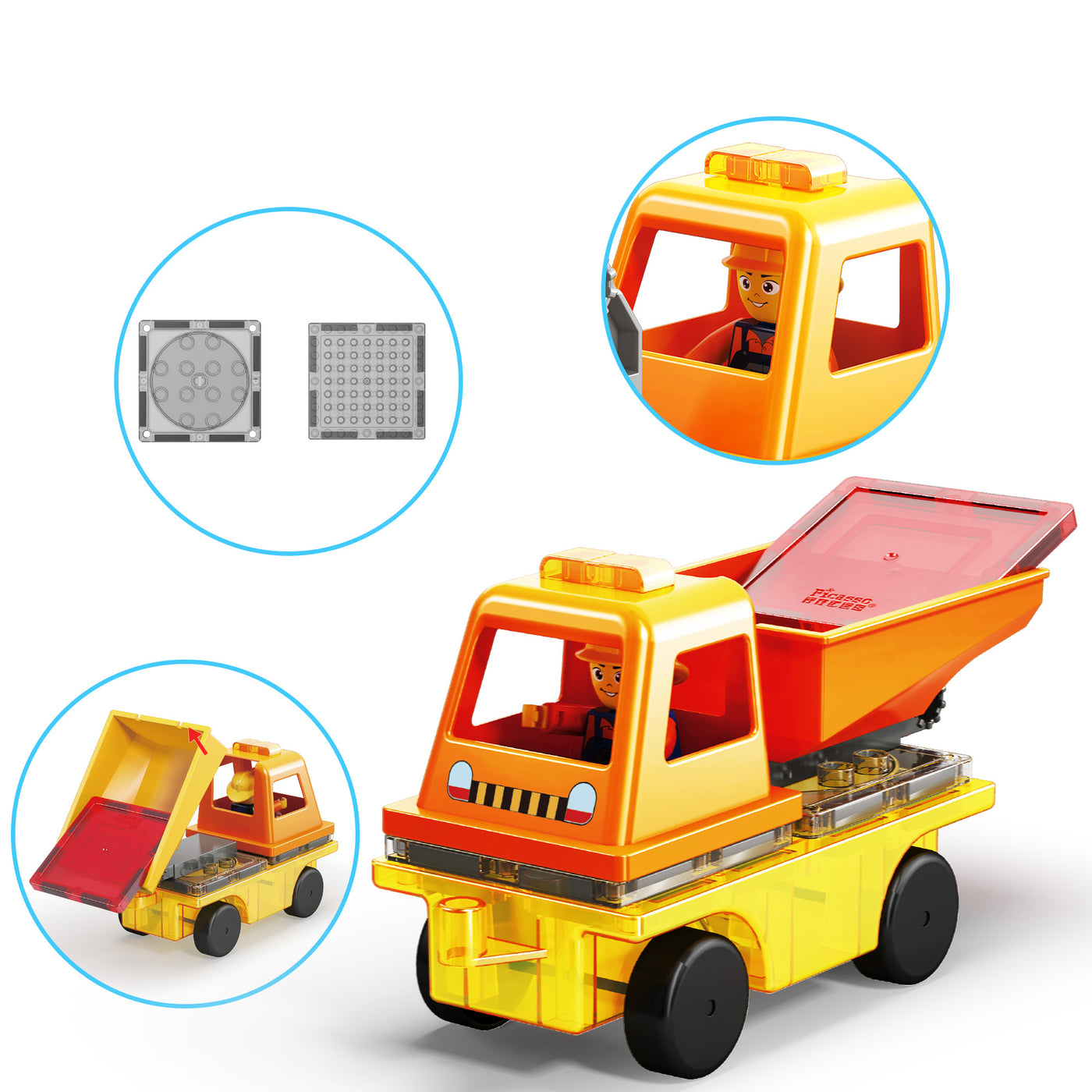 PicassoTiles 3-in-1 Magnetic Tile Building Brick Blocks Construction Set