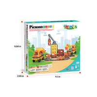 PicassoTiles Magnetic Tiles 5-in-1 Construction Vehicle Builder Set