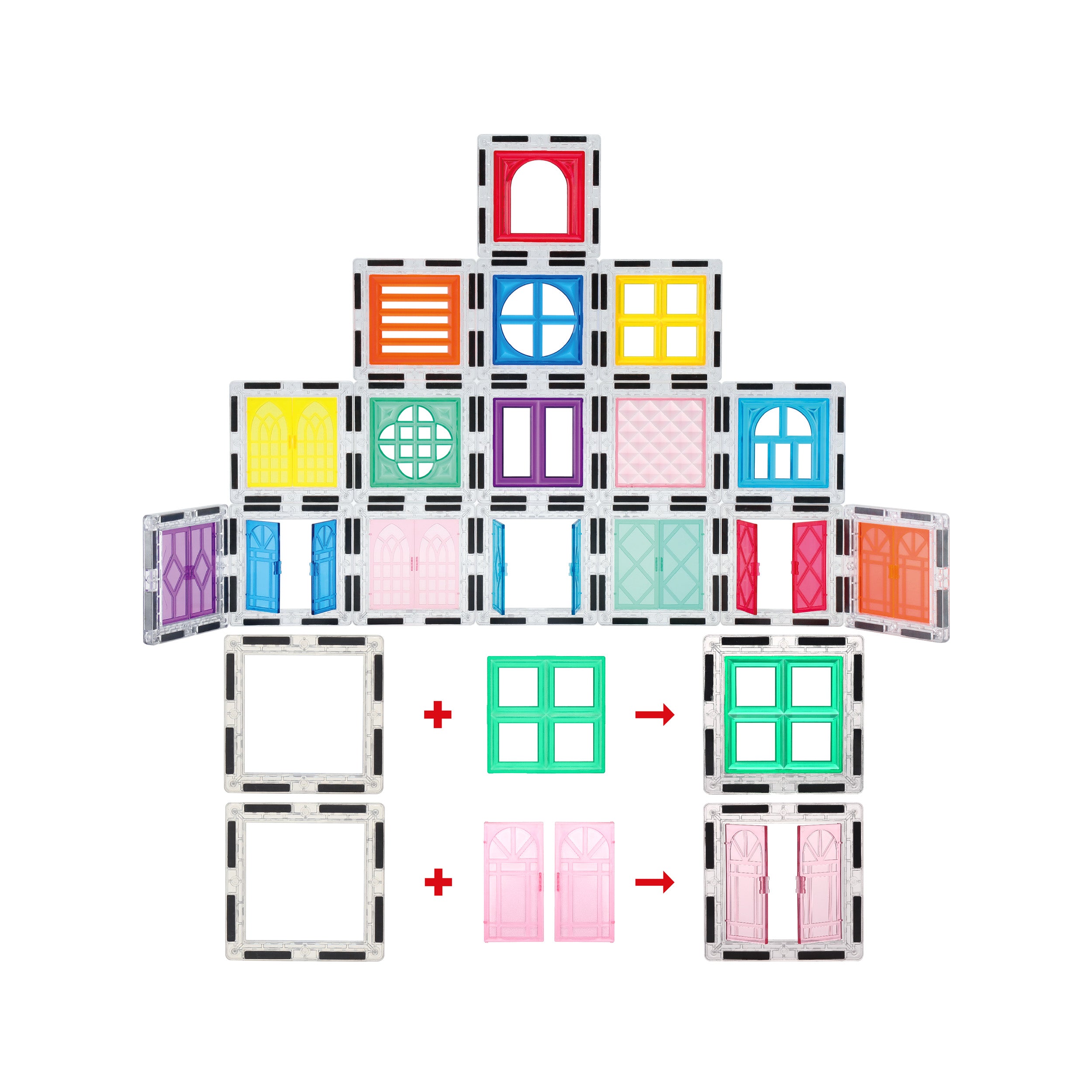40pc Magnetic Tiles Windows & Doors Clip-On Set | PicassoTiles