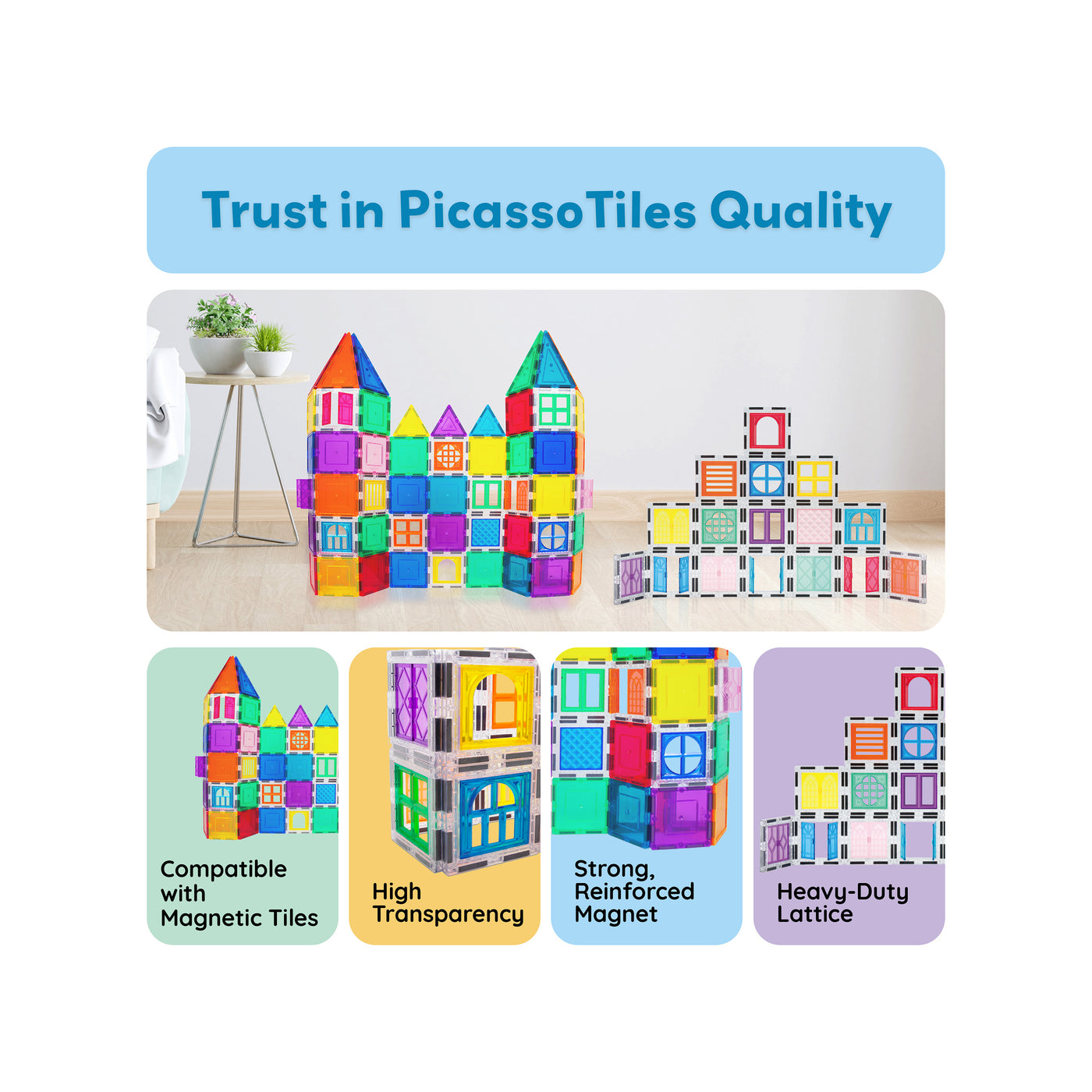PicassoTiles 40pc Window and Door Magnetic Clip On Toy Set