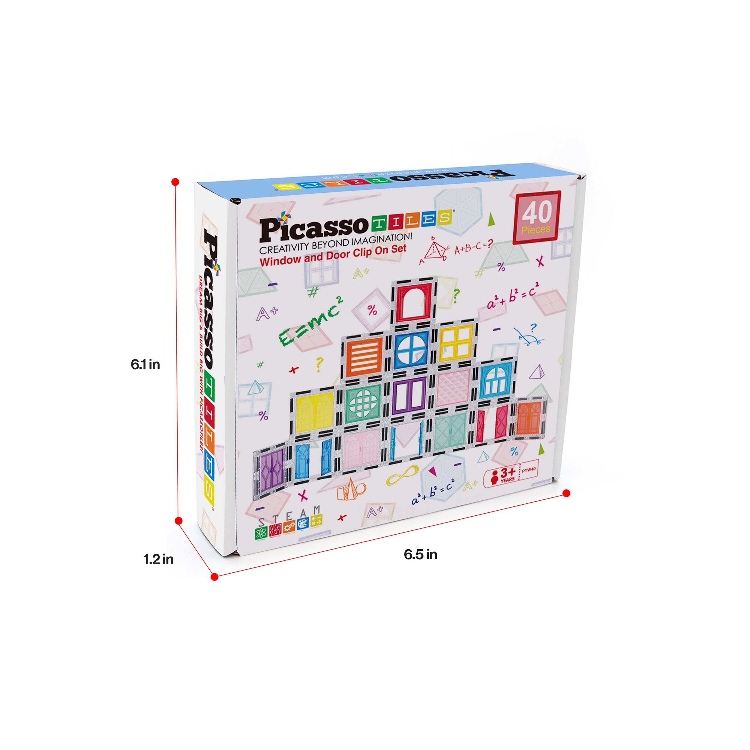 PicassoTiles 40pc Window and Door Magnetic Clip On Toy Set