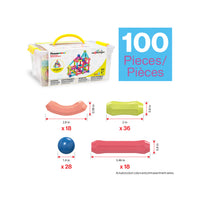 PicassoTiles 100 Piece Magnetic Stick Building Block Construction Set