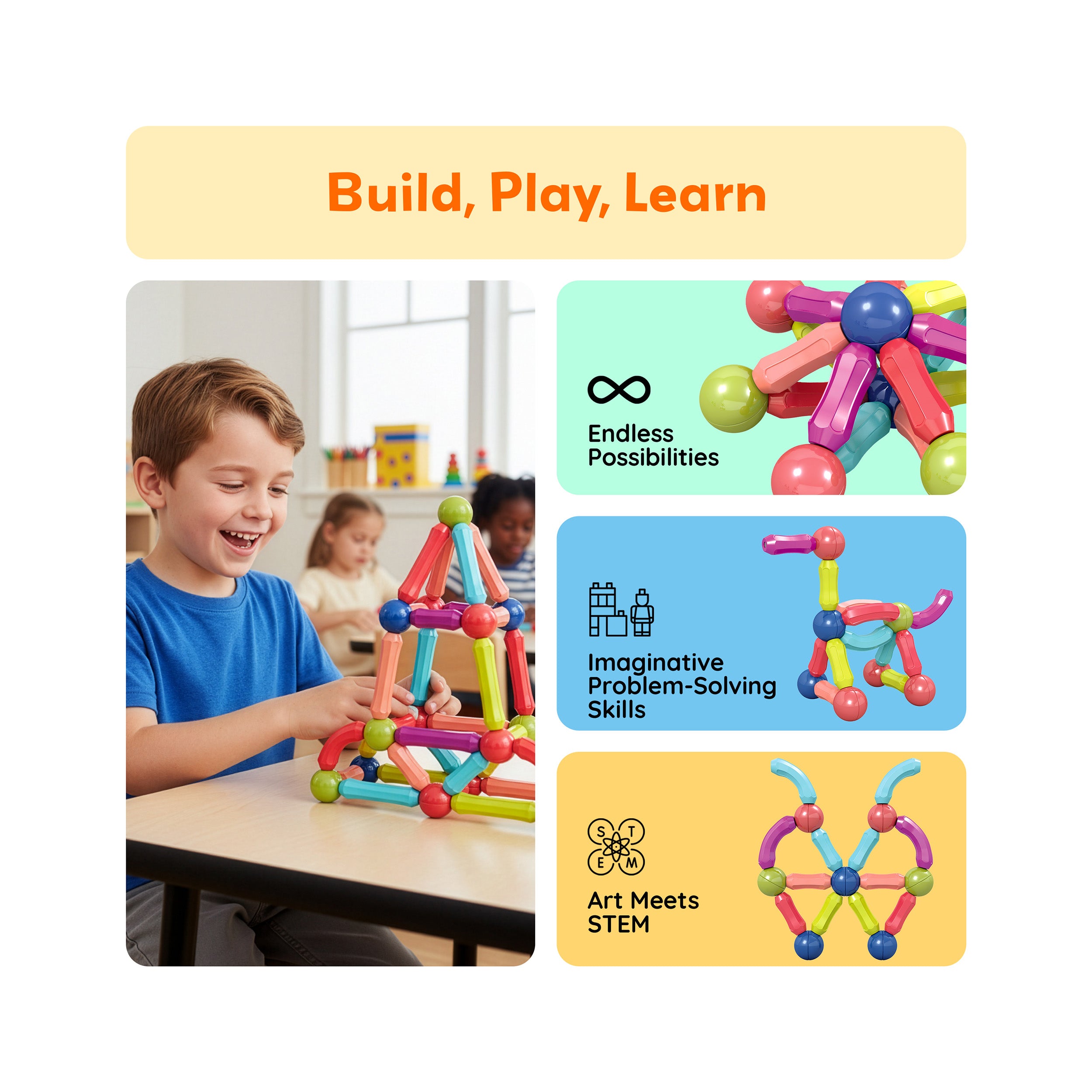 PicassoTiles 100 Piece Magnetic Stick Building Block Construction Set