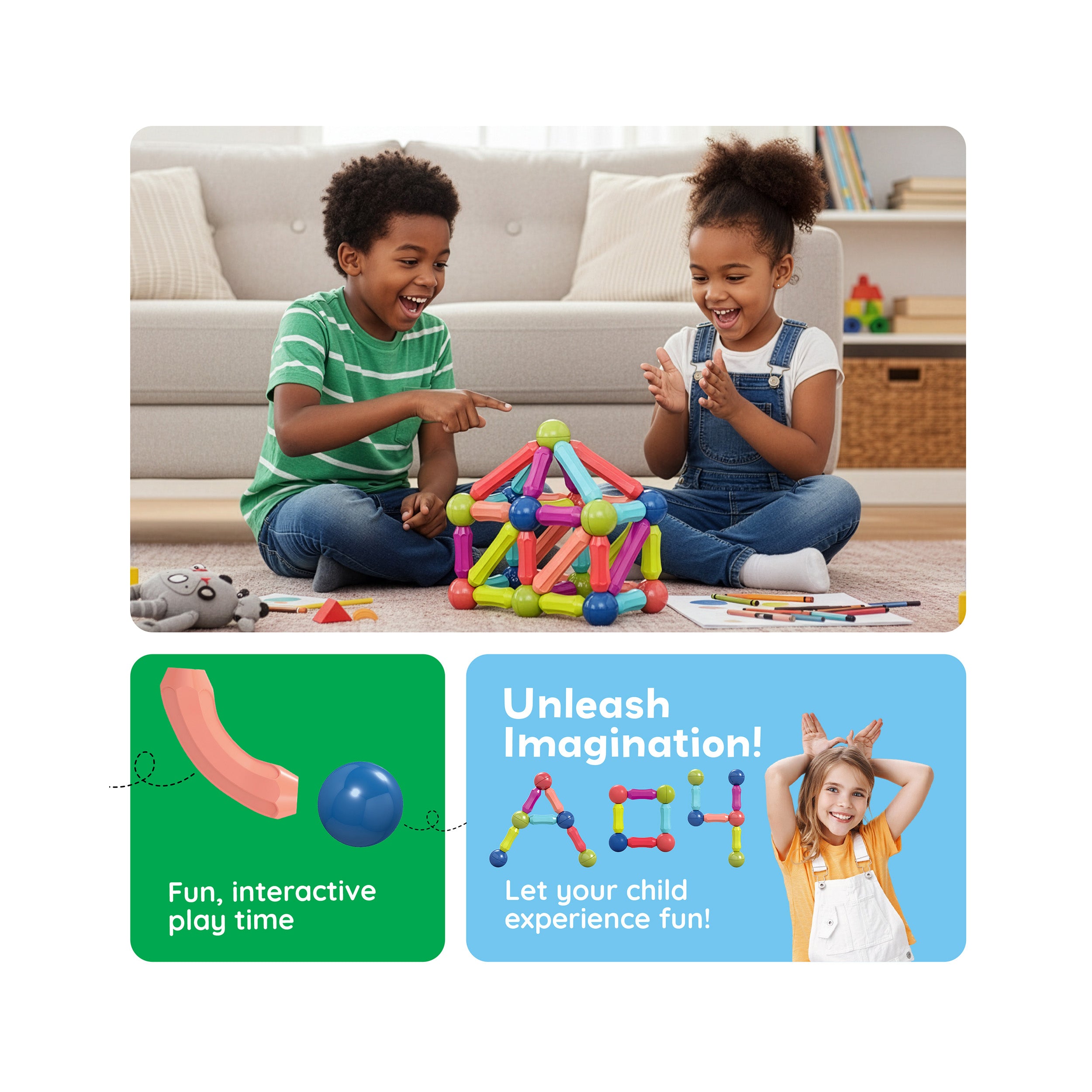 PicassoTiles 100 Piece Magnetic Stick Building Block Construction Set
