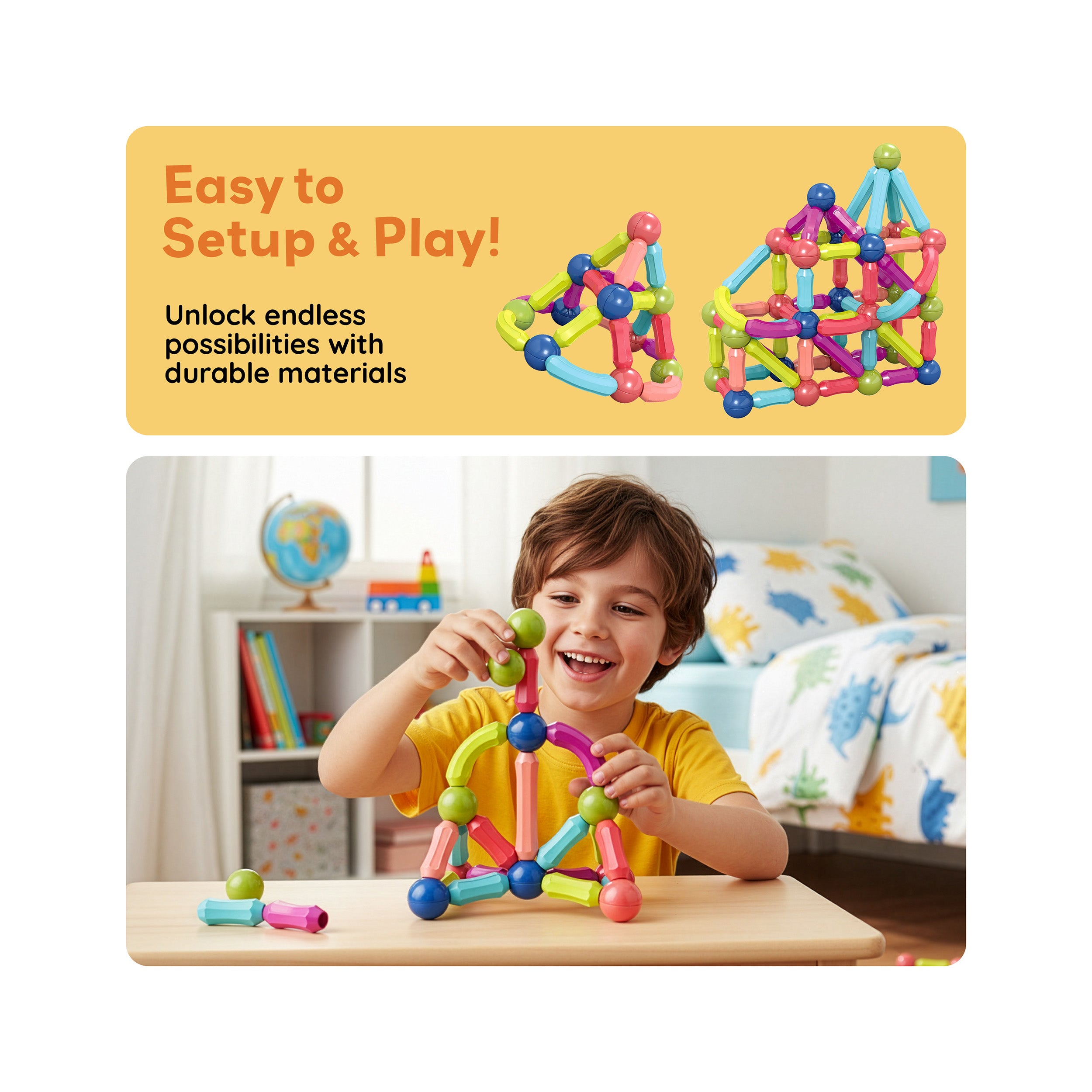 PicassoTiles 100 Piece Magnetic Stick Building Block Construction Set